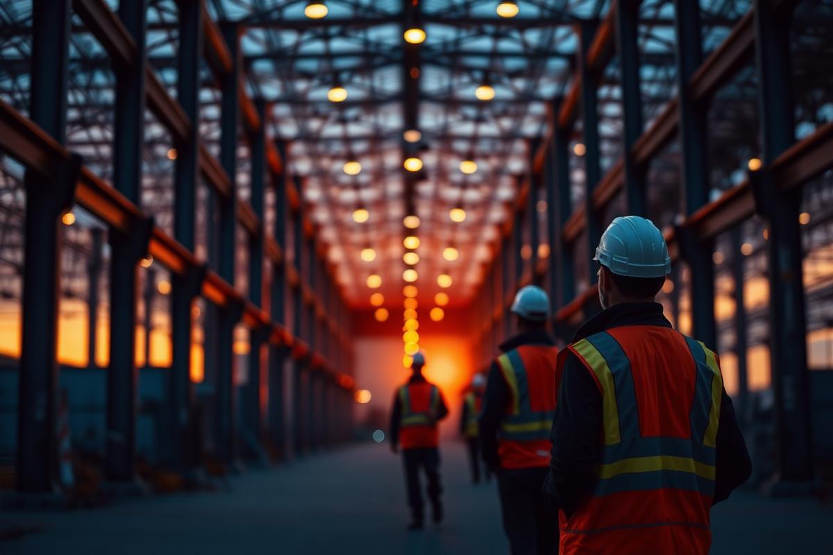 Workers in high-visibility vests at an industrial site — the risks we place